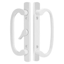 Load image into Gallery viewer, CLEARANCE Legacy Handle Set for Sliding Doors, 3-15/16″ Hole Space – White Center Latch (DH-211-W)
