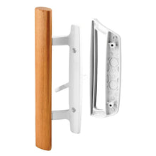 Load image into Gallery viewer, Sliding Patio Glass Door Handle Set | Diecast + Wood Finish Mortise Style, Fits 3-15/16 In. Hole Spacing
