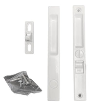 Load image into Gallery viewer, Sliding Door Lock, Non-Keyed, Flush Mount, White, 6-9/16" Screw Holes (DL-504)
